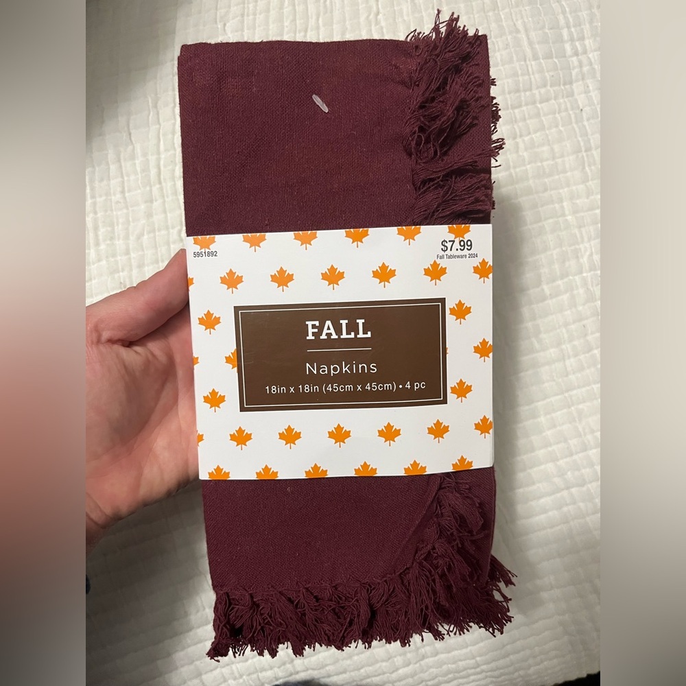 Burgundy 100% Cotton 4 pc Fall Napkin Set